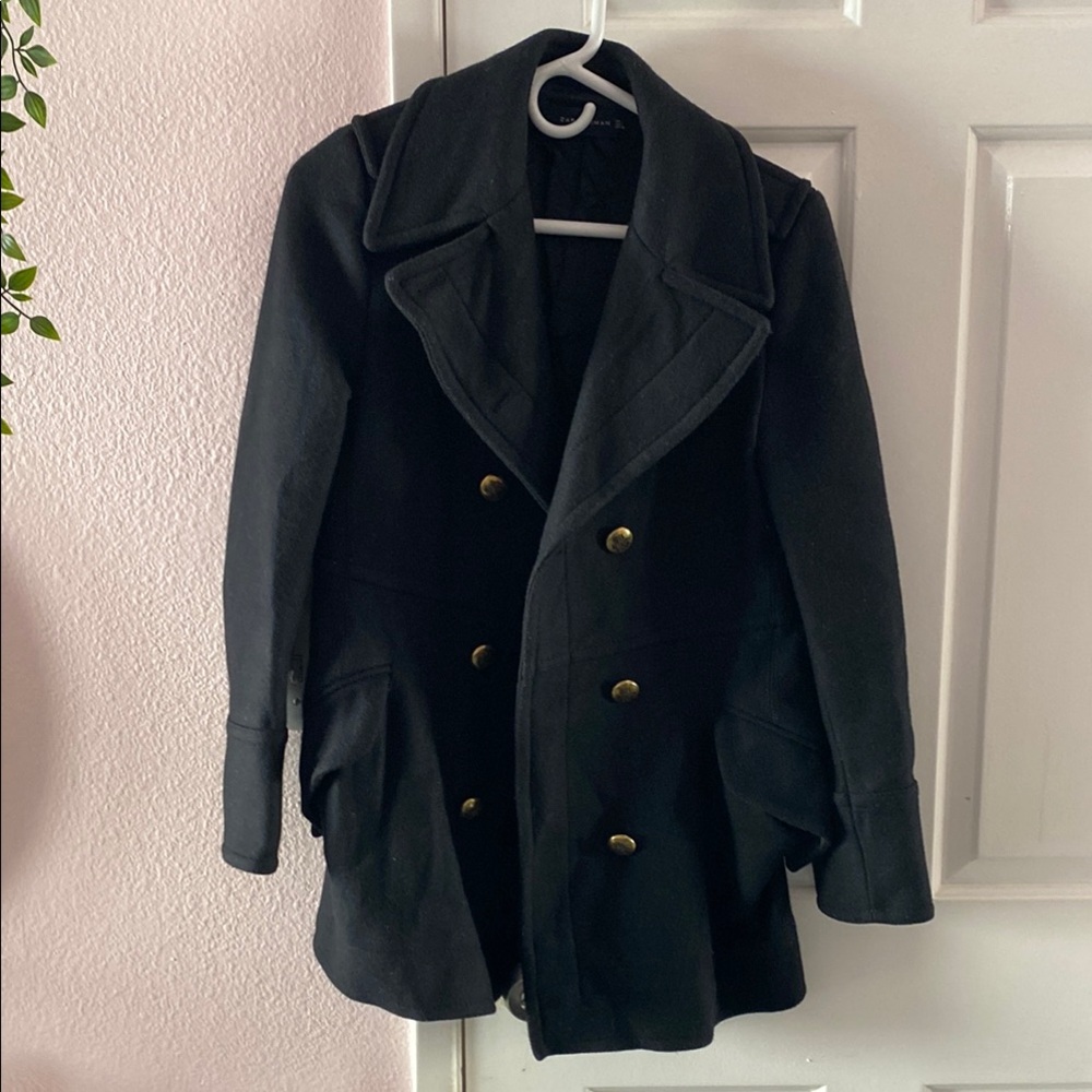 Black Double-Breasted Peacoat